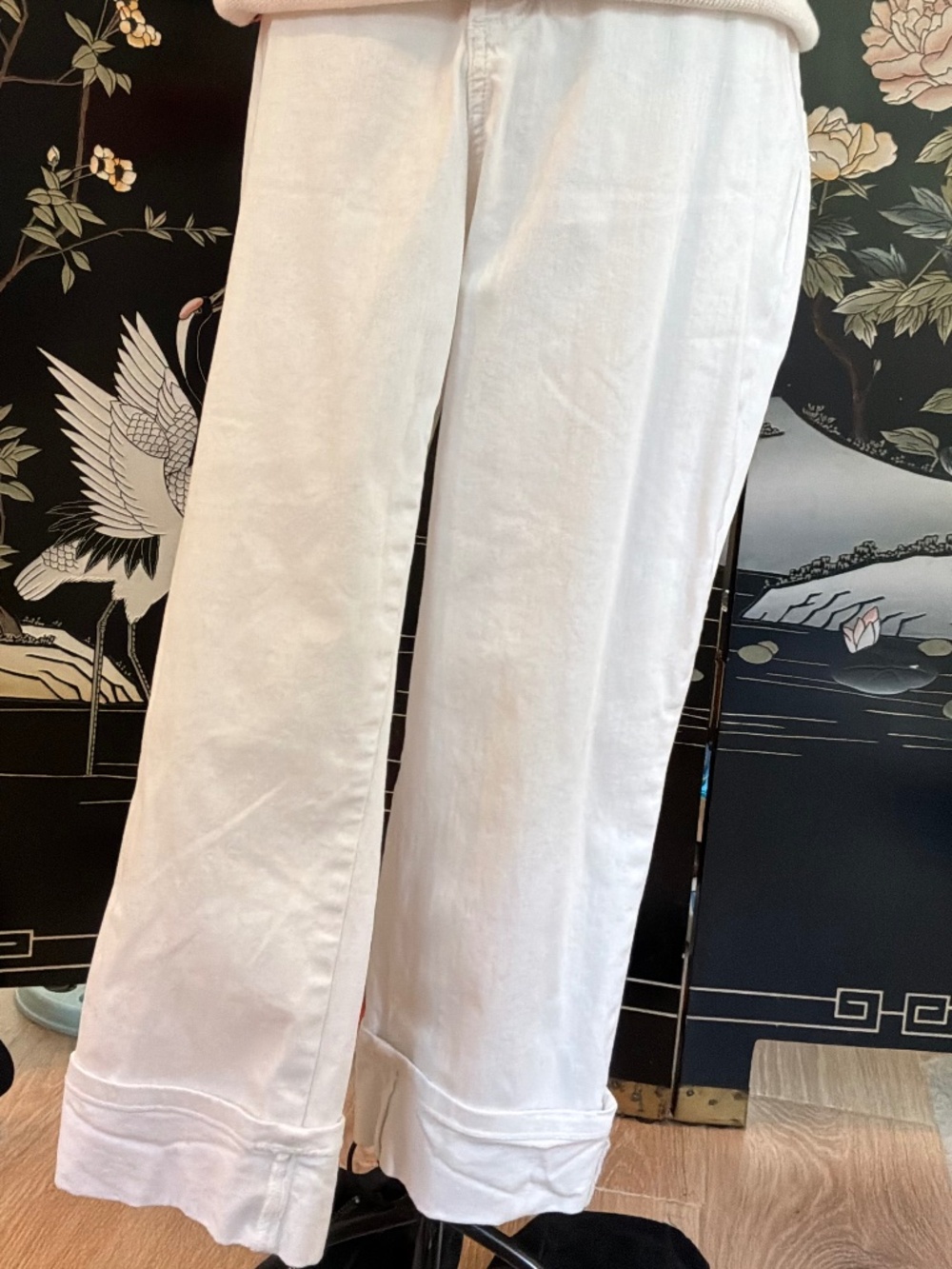 NYDJ Dayla Wide Cuff Crop Jeans White Style SL85162 Size 16